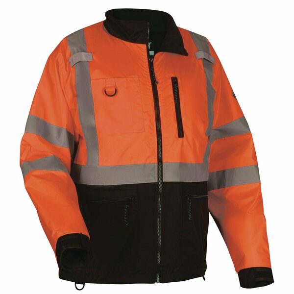 Ergodyne GloWear 8351 Class 3 Hi-Vis Windbreaker Water-Resistant Jacket, Medium, Orange 23433